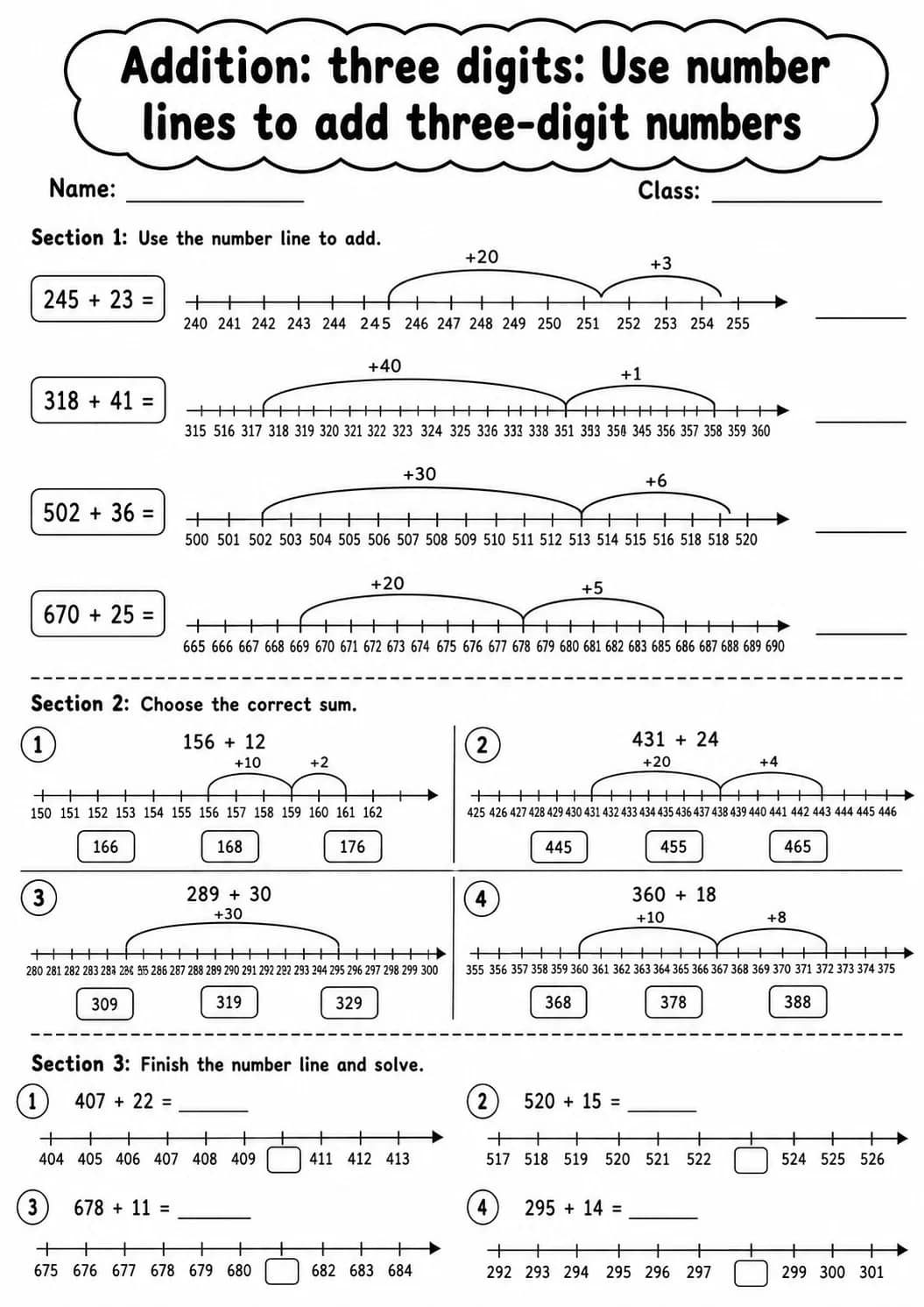 Grade 3 Addition: Three Digits Math Worksheet Pack printable worksheet pack preview