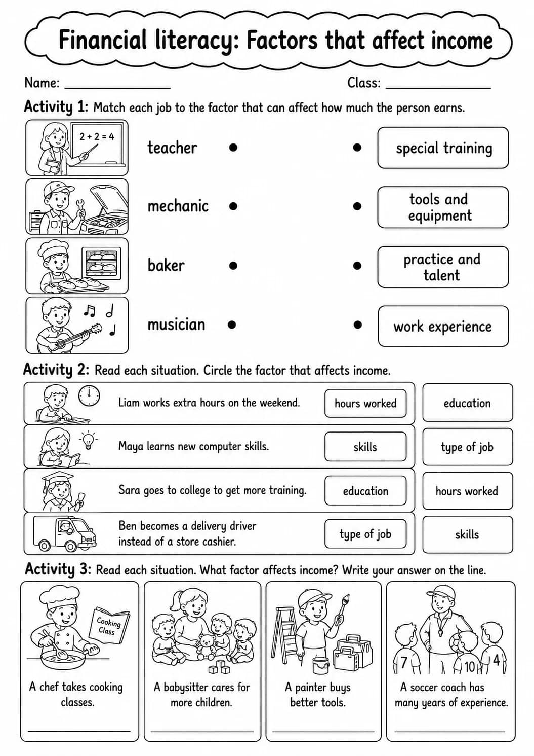 Grade 3 Financial Literacy Math Worksheet Pack printable worksheet pack preview