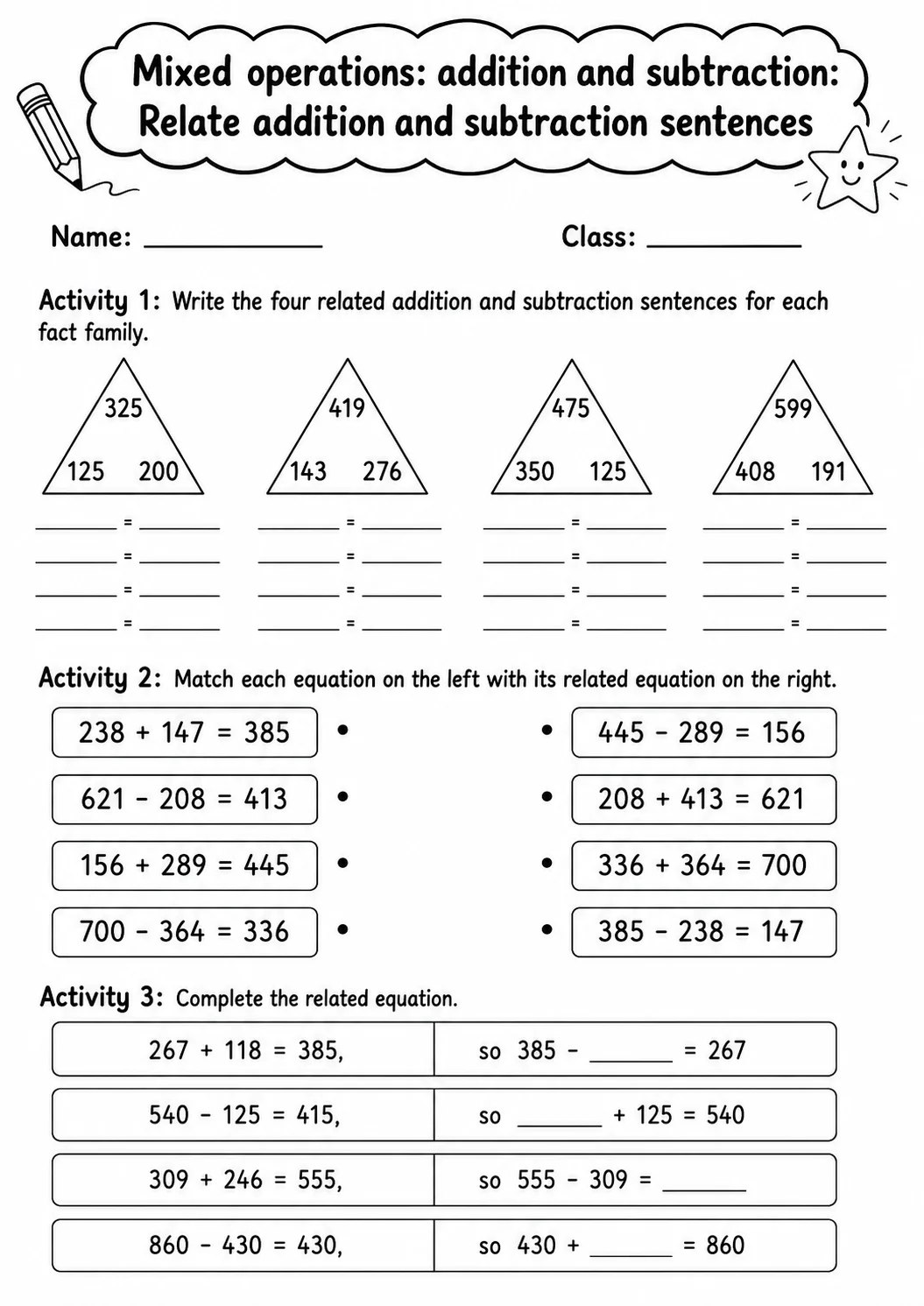 Grade 3 Mixed Operations: Addition And Subtraction Math Worksheet Pack printable worksheet pack preview
