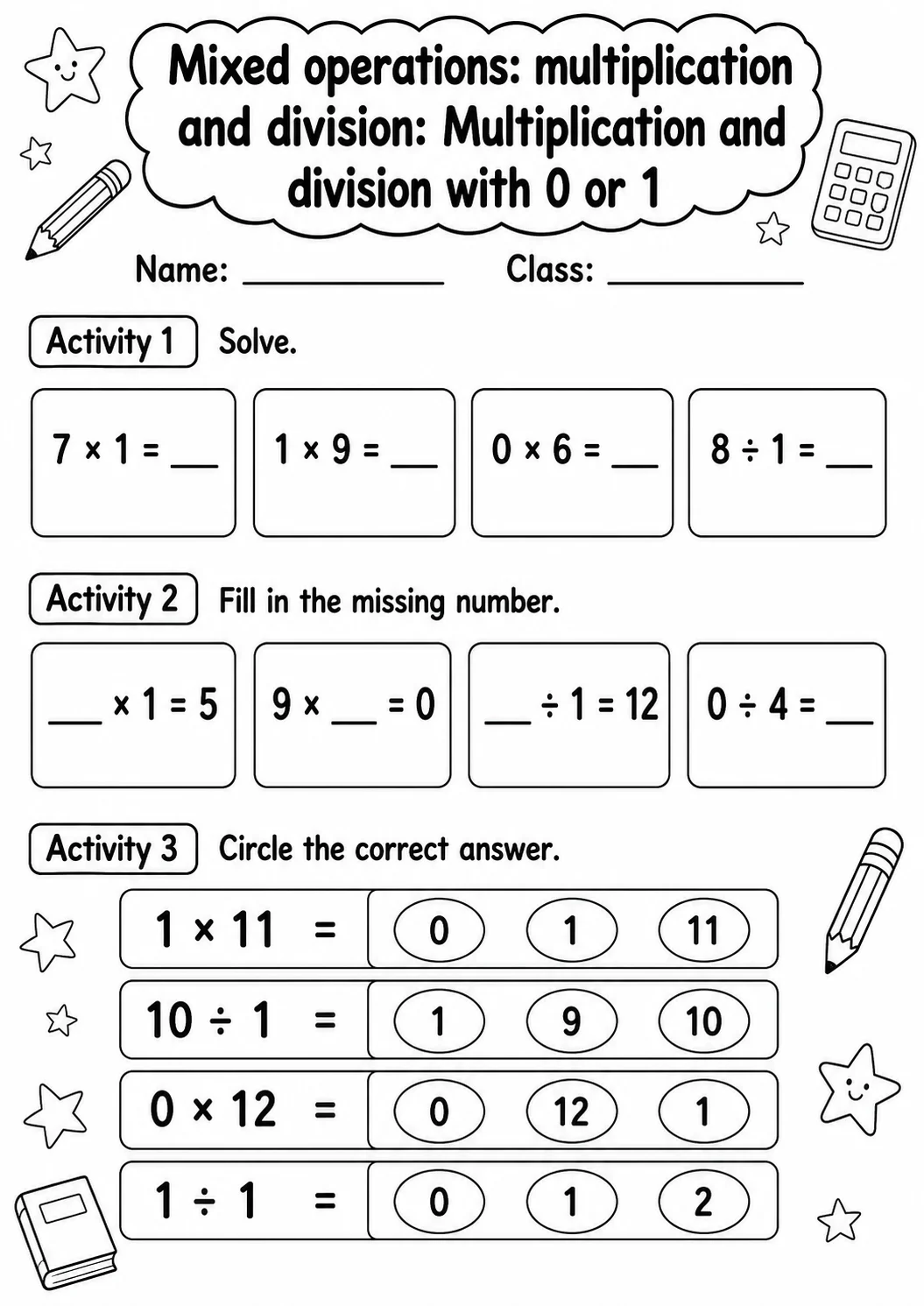 Grade 3 Mixed Operations: Multiplication And Division Math Worksheet Pack printable worksheet pack preview