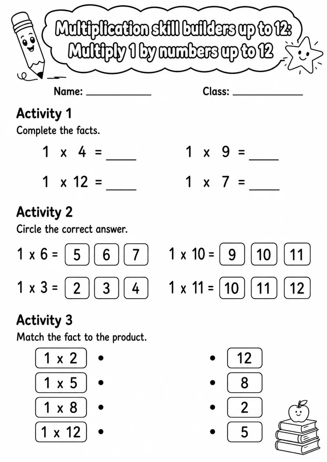 Grade 3 Multiplication Skill Builders Up To 12 Math Worksheet Pack printable worksheet pack preview
