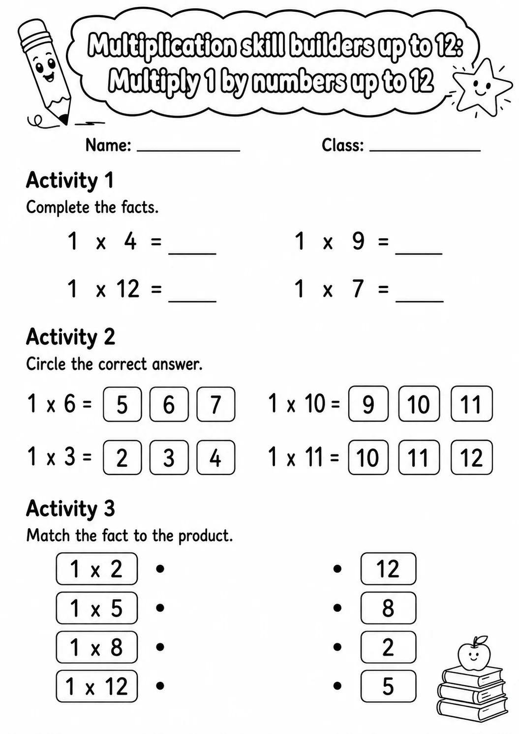 Grade 3 Multiplication Skill Builders Up To 12 Math Worksheet Pack printable worksheet pack preview
