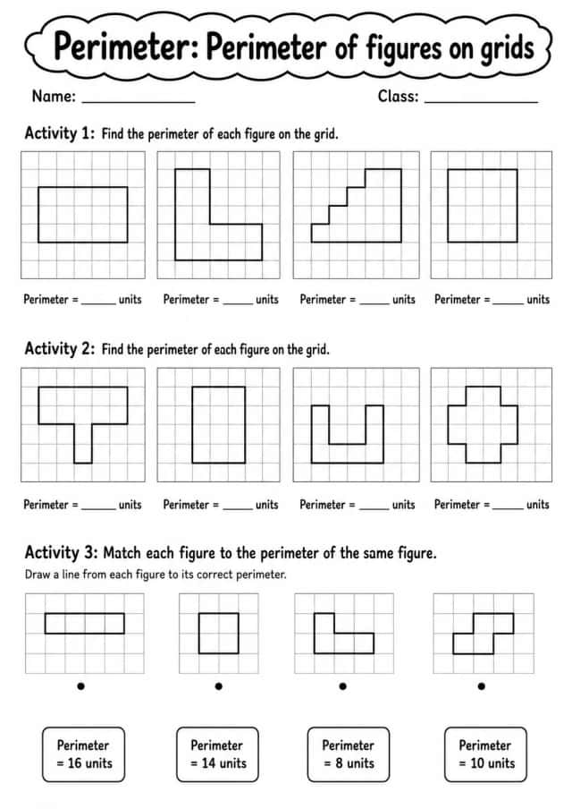 Grade 3 Perimeter Math Worksheet Pack
