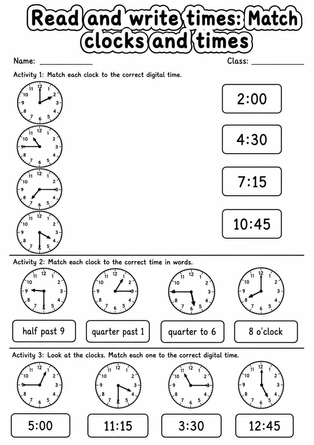 Grade 3 Read And Write Times Math Worksheet Pack printable worksheet pack preview