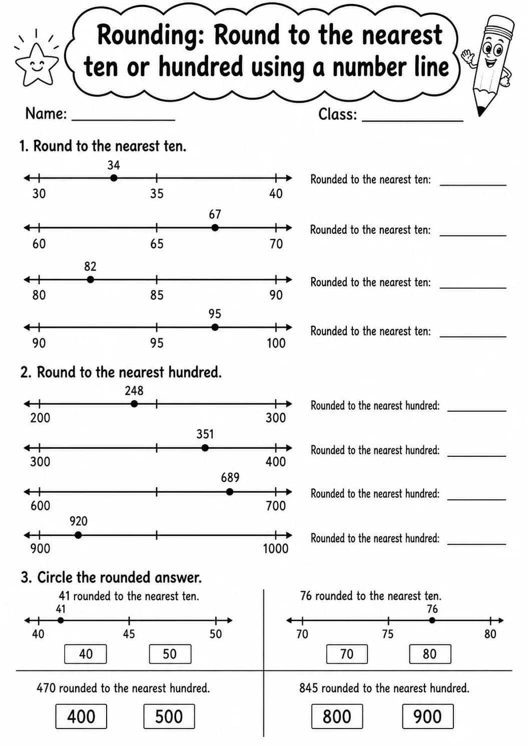 Grade 3 Rounding Math Worksheet Pack printable worksheet pack preview