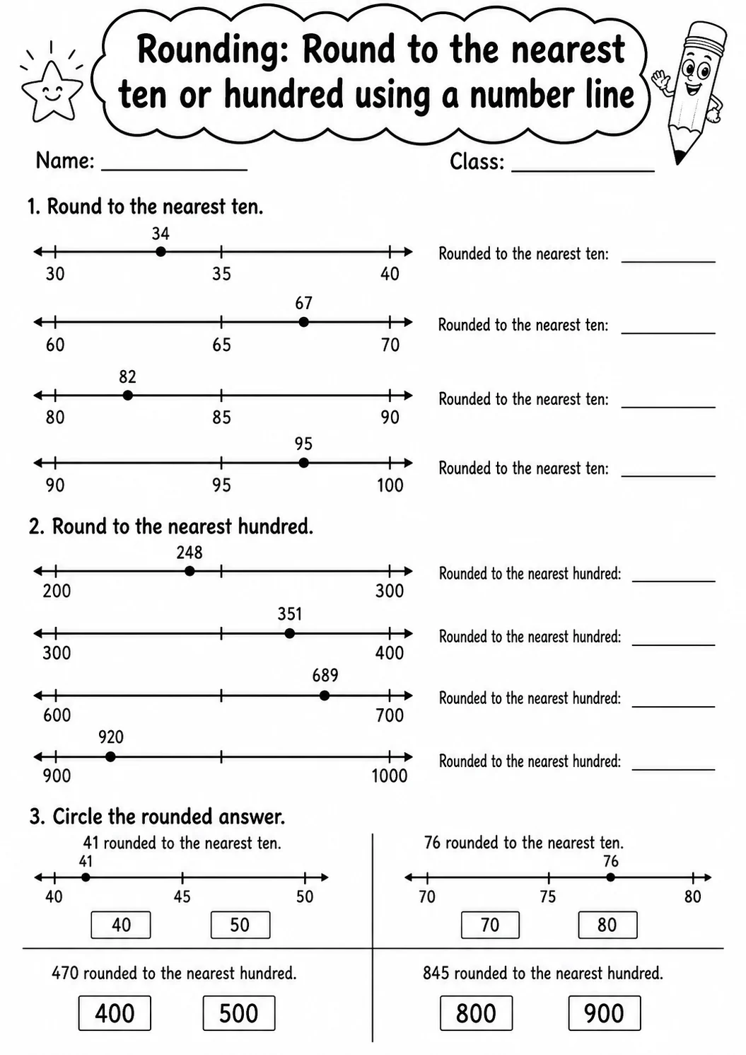 Grade 3 Rounding Math Worksheet Pack printable worksheet pack preview