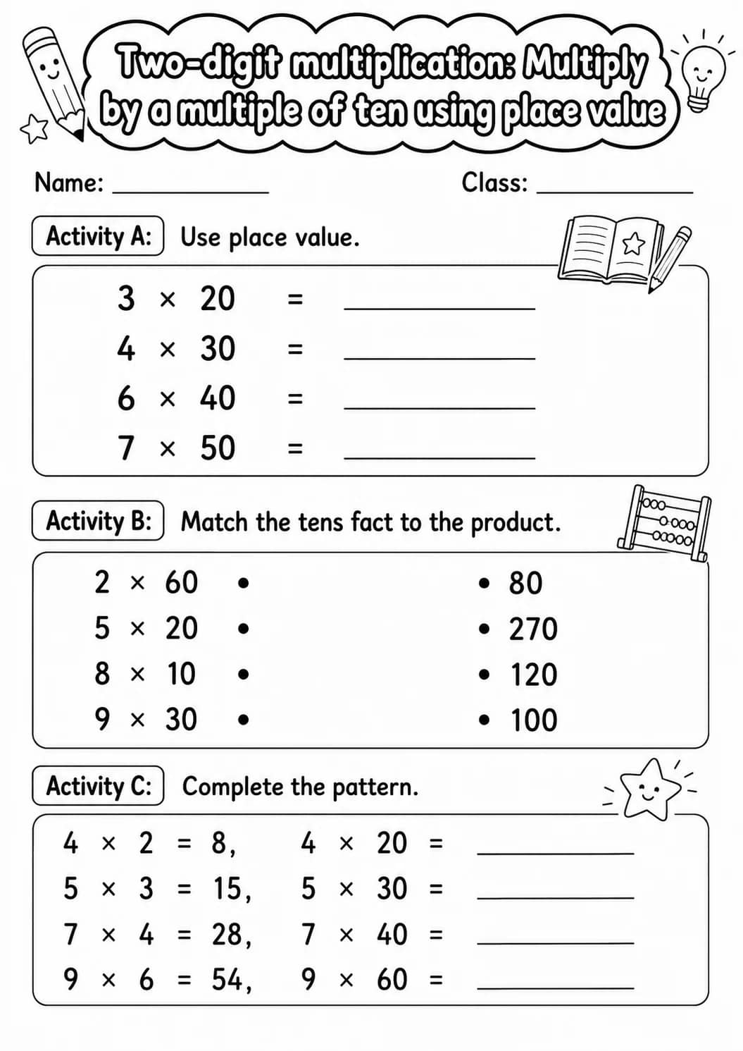Grade 3 Two-digit Multiplication Math Worksheet Pack printable worksheet pack preview