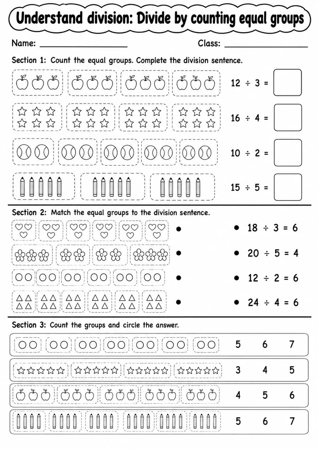 Grade 3 Understand Division Math Worksheet Pack printable worksheet pack preview