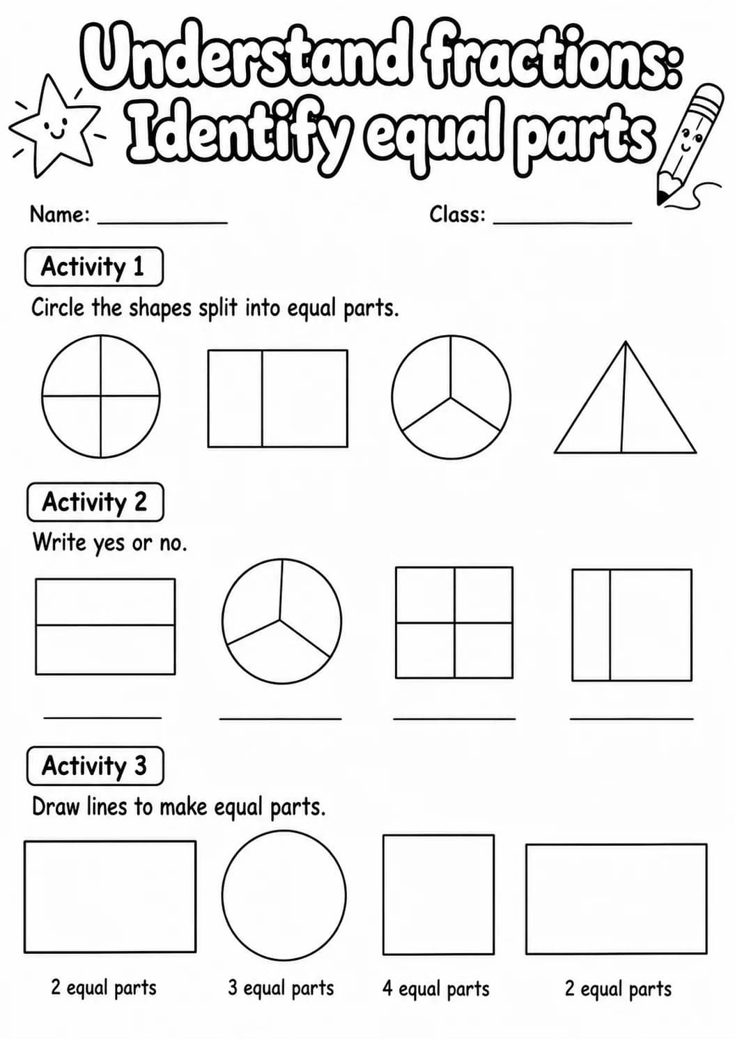 Grade 3 Understand Fractions Math Worksheet Pack printable worksheet pack preview