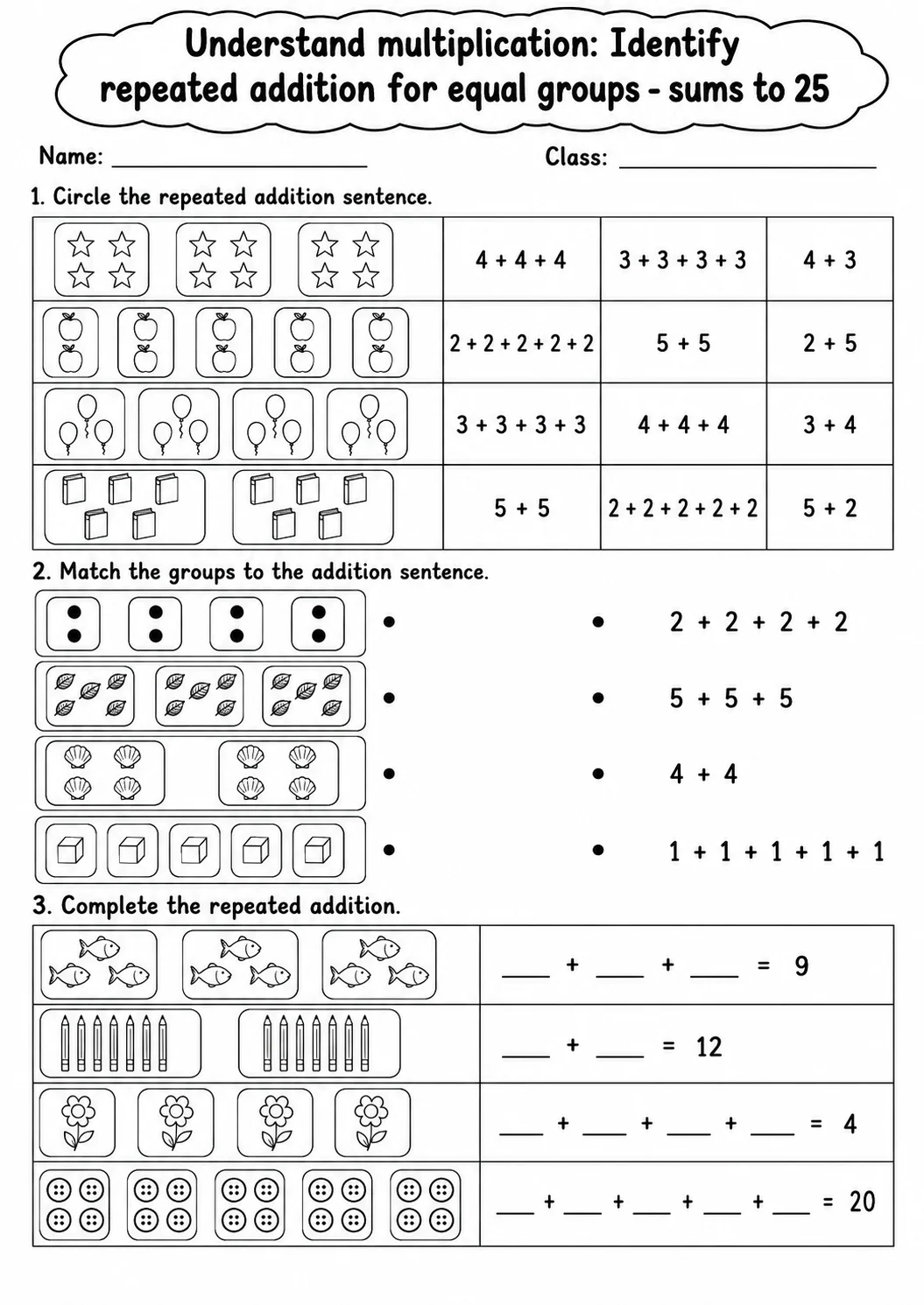 Grade 3 Understand Multiplication Math Worksheet Pack printable worksheet pack preview