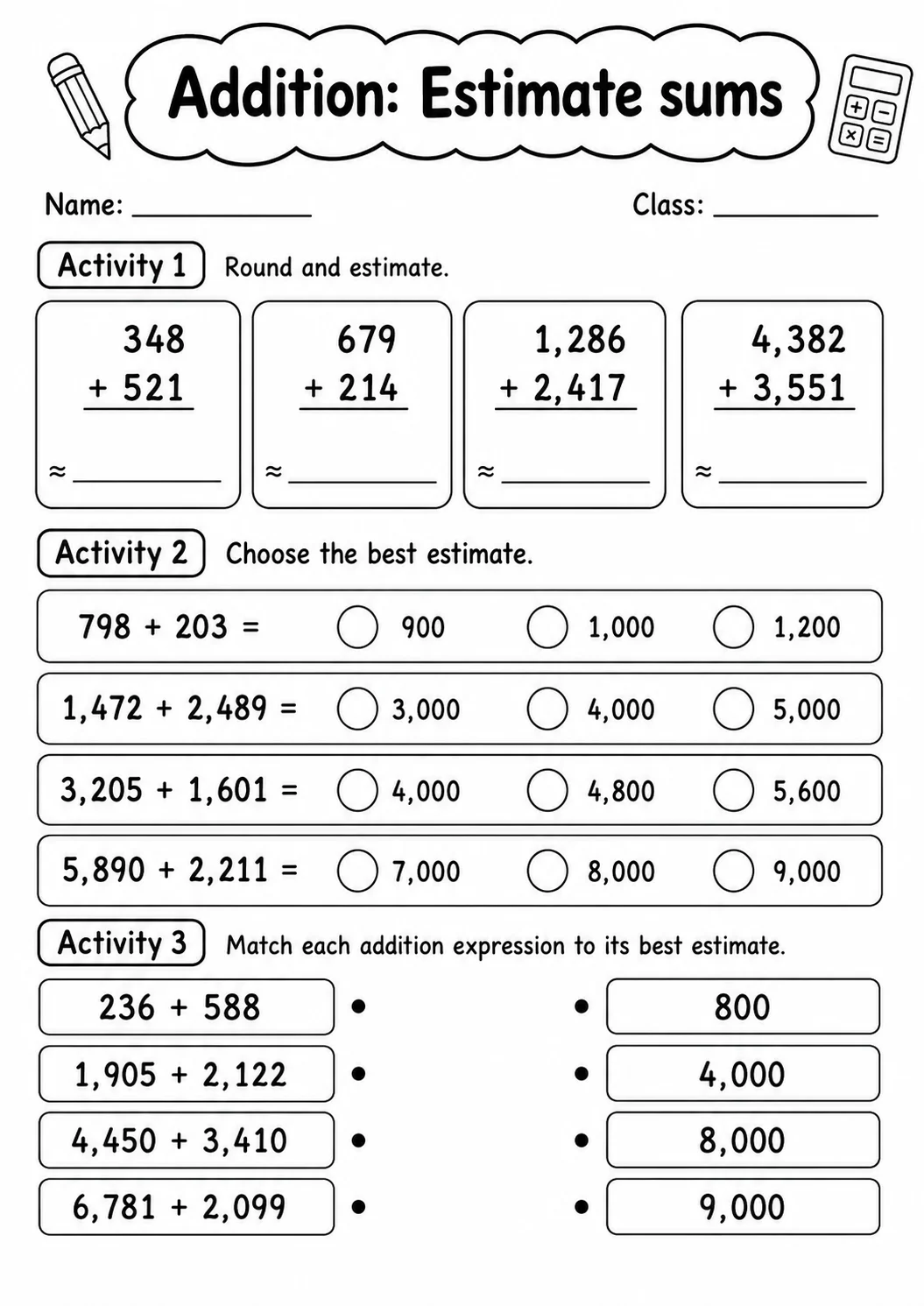 Grade 4 Addition Math Worksheet Pack printable worksheet pack preview