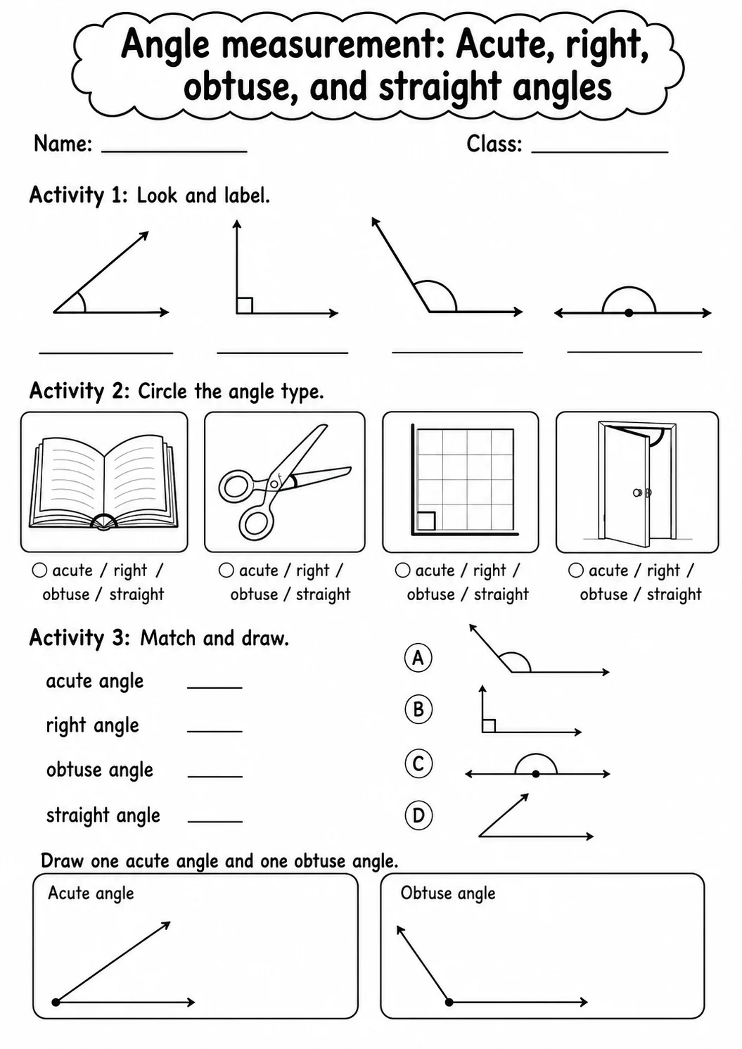 Grade 4 Angle Measurement Math Worksheet Pack printable worksheet pack preview