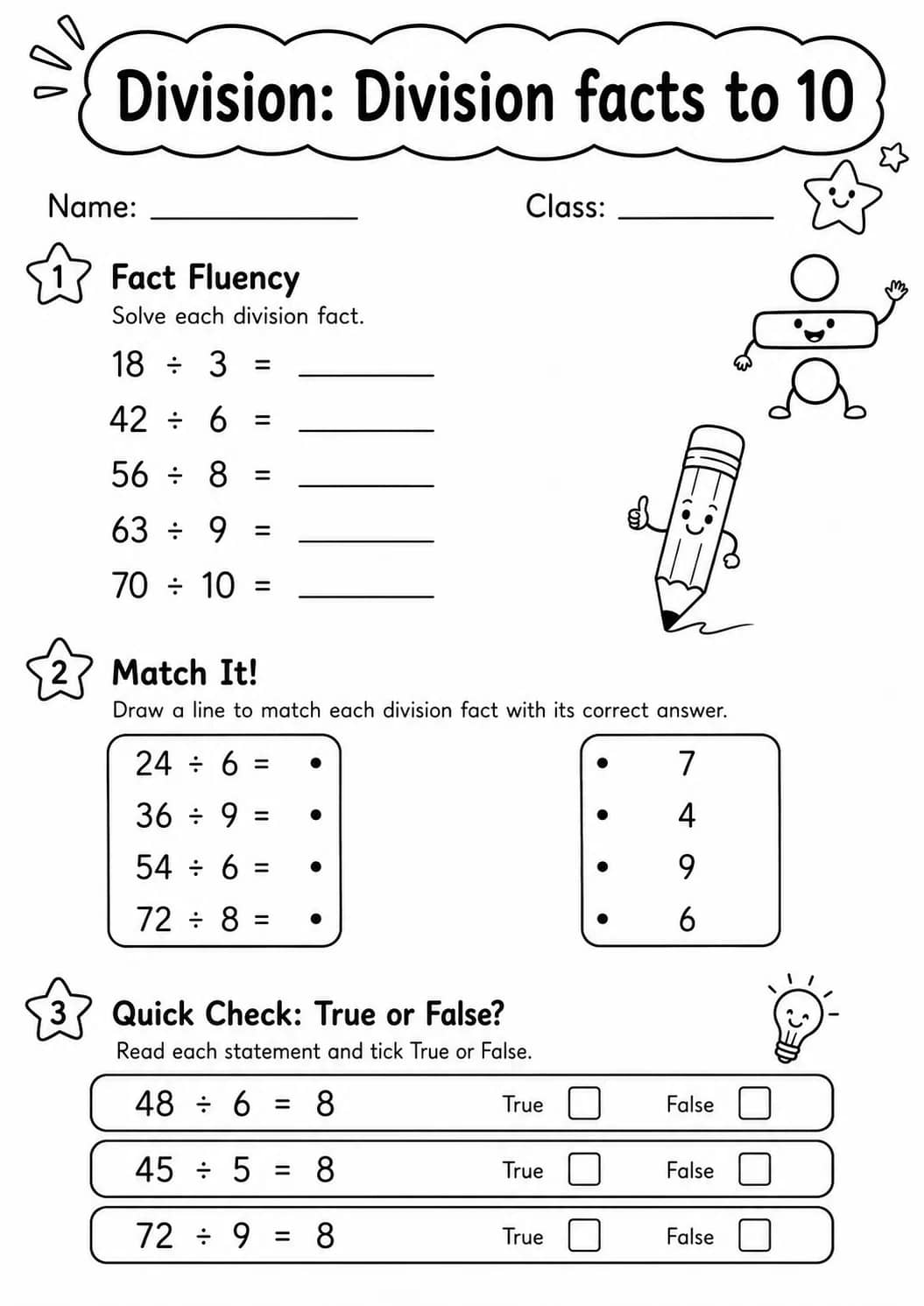 Grade 4 Division Math Worksheet Pack printable worksheet pack preview