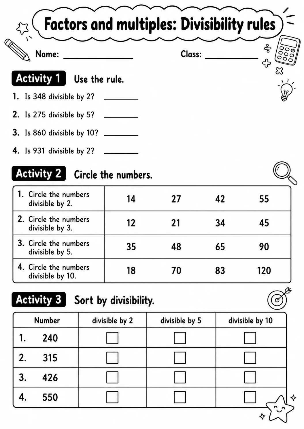 Grade 4 Factors And Multiples Math Worksheet Pack printable worksheet pack preview