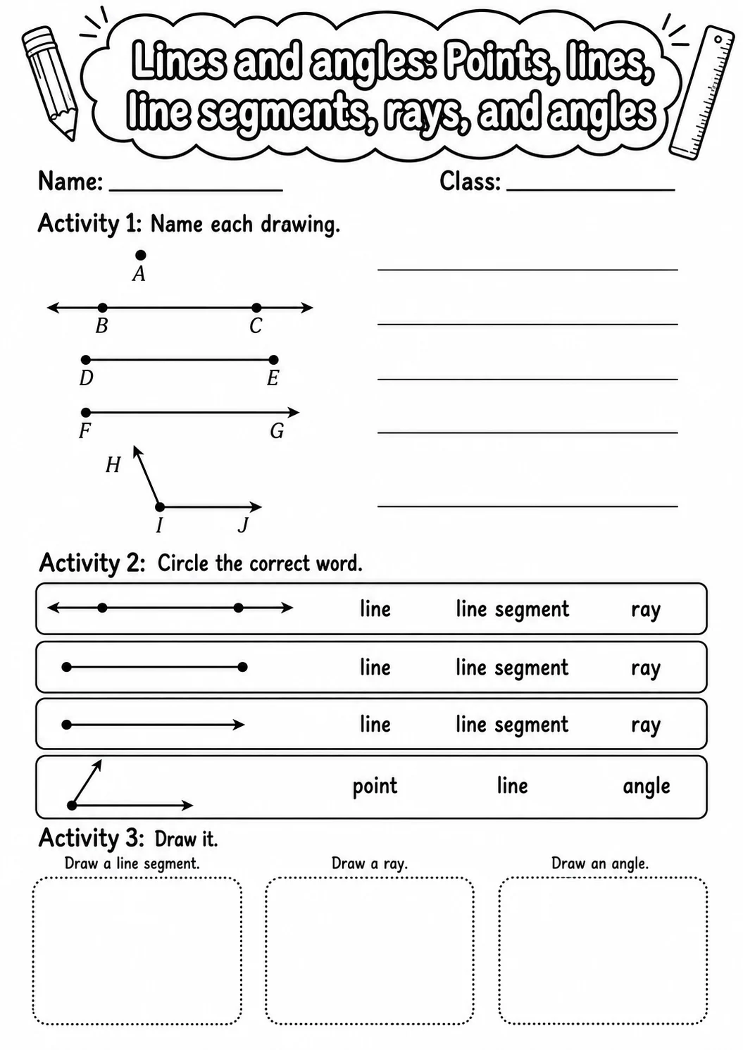 Grade 4 Lines And Angles Math Worksheet Pack printable worksheet pack preview