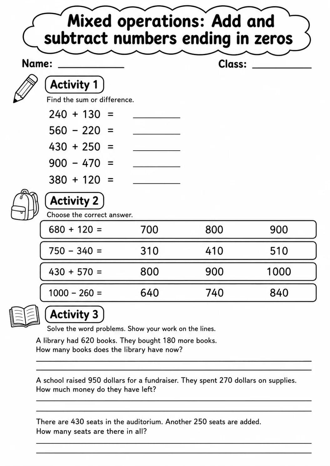 Grade 4 Mixed Operations Math Worksheet Pack printable worksheet pack preview