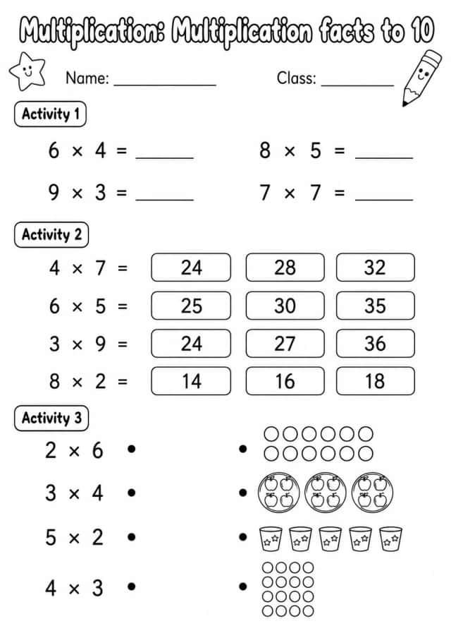 Grade 4 Multiplication Math Worksheet Pack