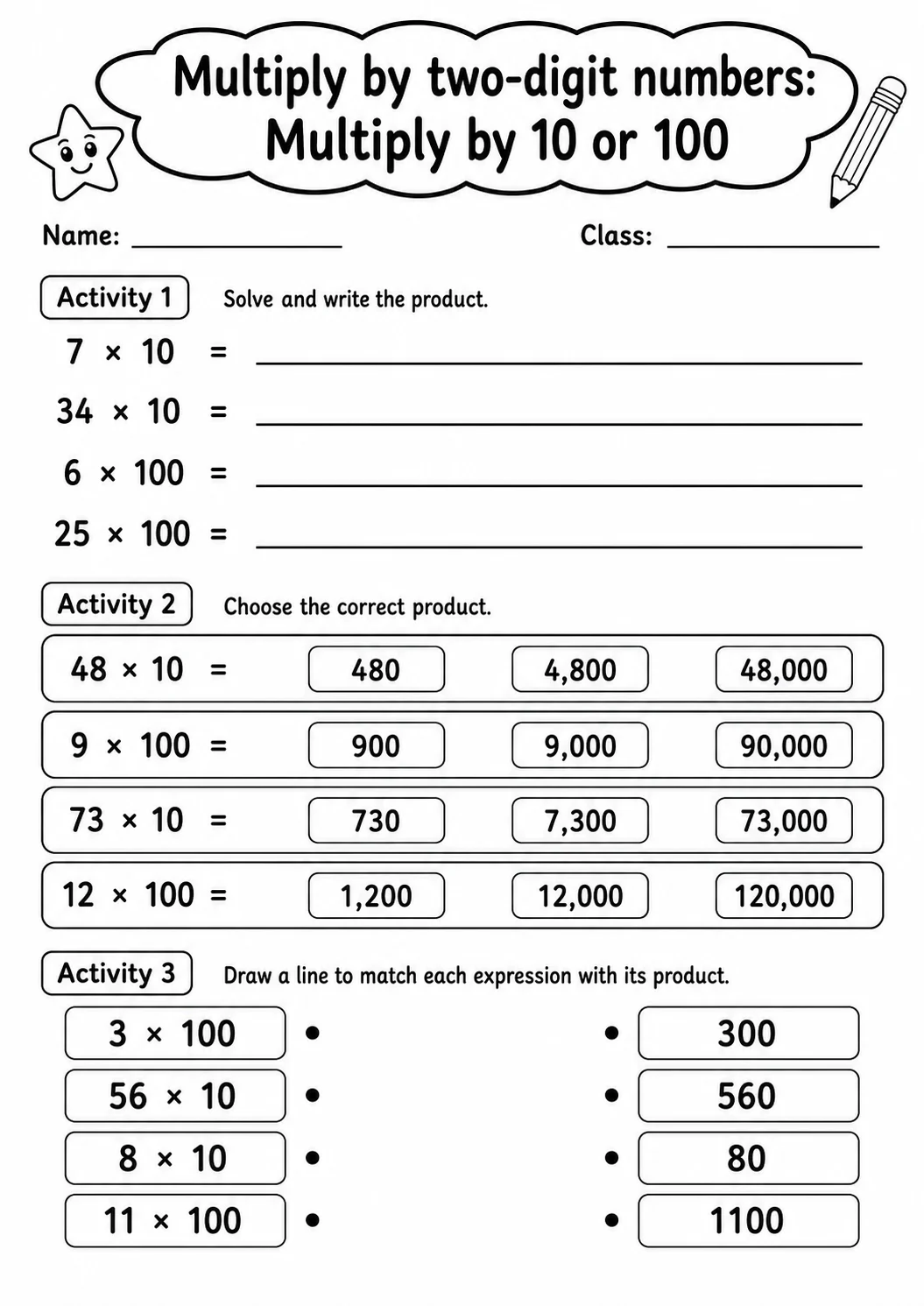 Grade 4 Multiply By Two-digit Numbers Math Worksheet Pack printable worksheet pack preview