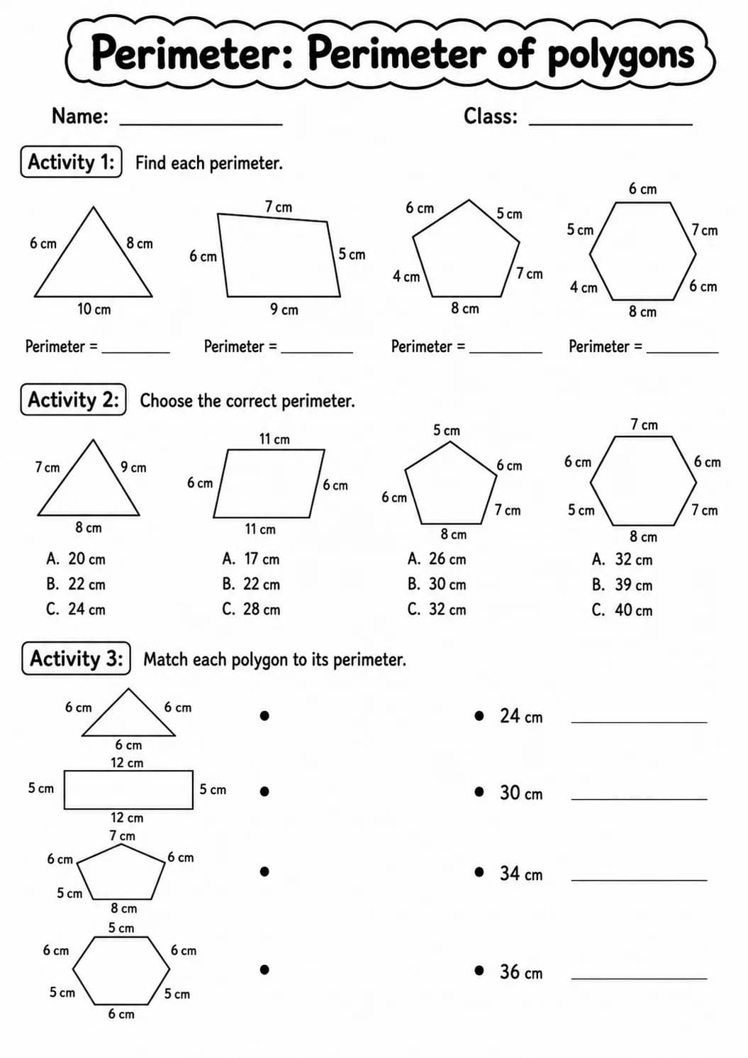Grade 4 Perimeter Math Worksheet Pack printable worksheet pack preview