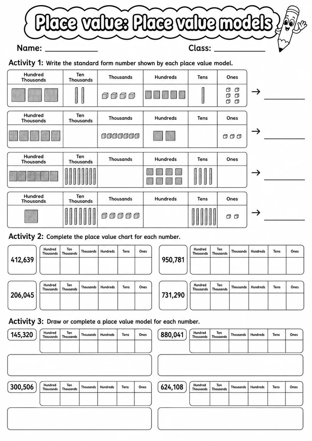 Grade 4 Place Value Math Worksheet Pack printable worksheet pack preview