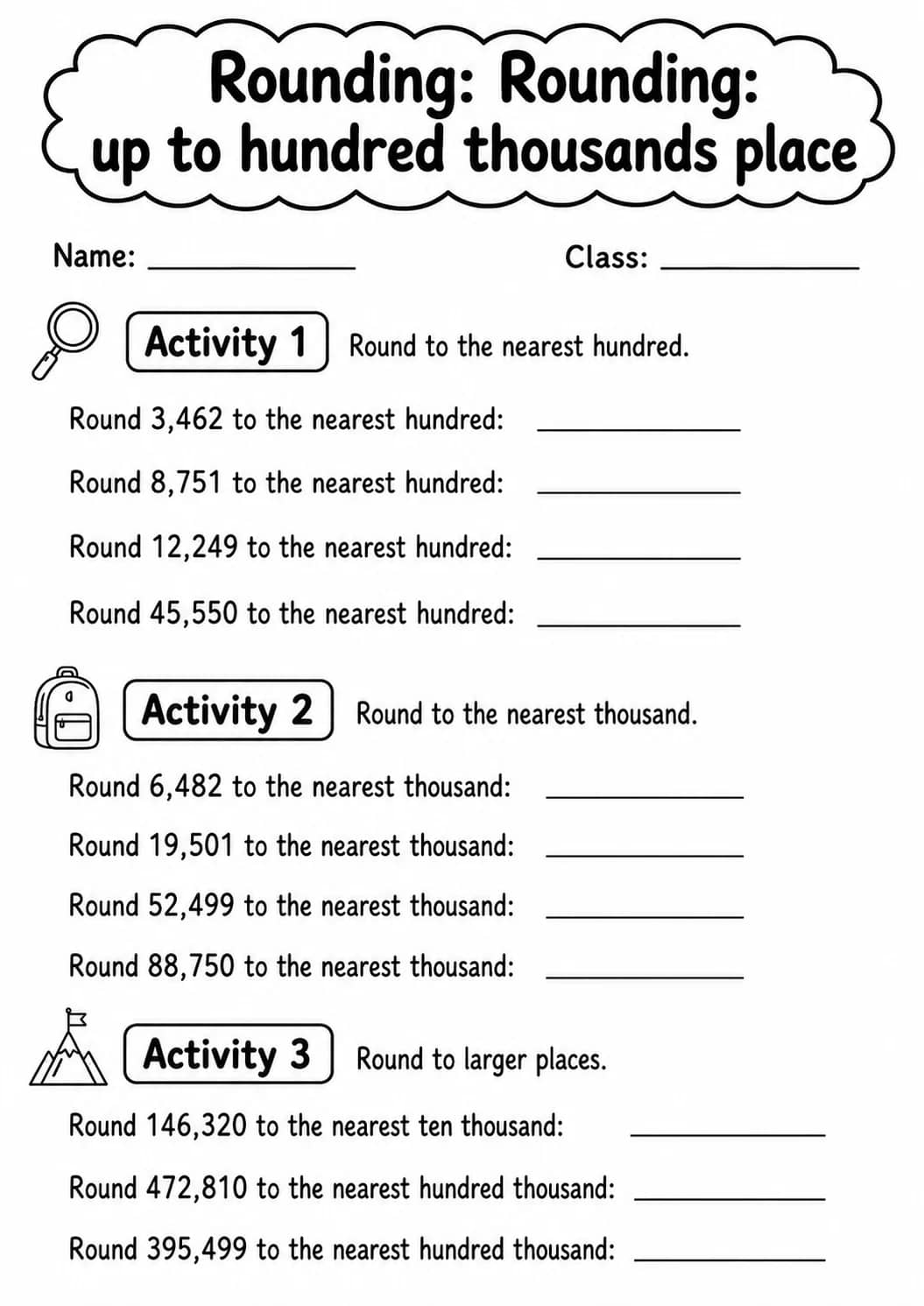 Grade 4 Rounding Math Worksheet Pack printable worksheet pack preview