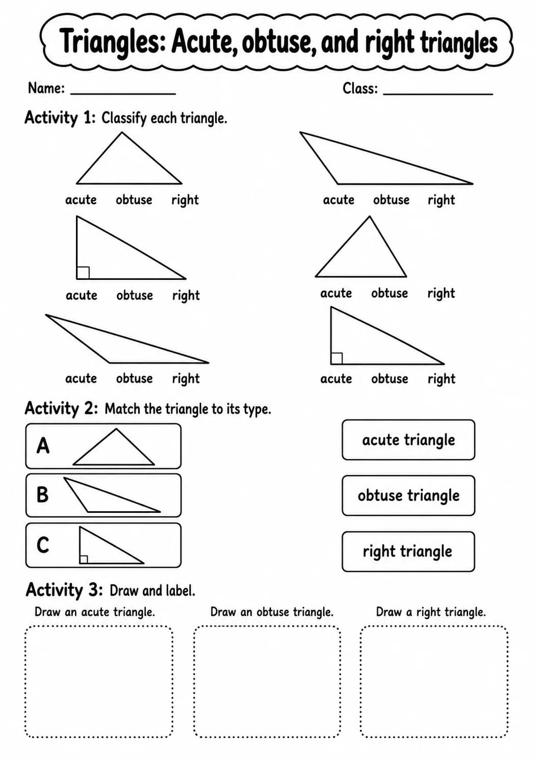 Grade 4 Triangles Math Worksheet Pack printable worksheet pack preview