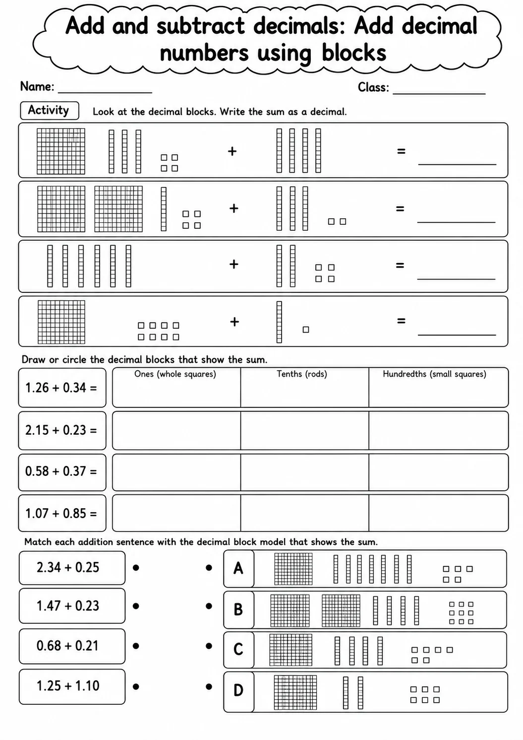 Grade 5 Add And Subtract Decimals Math Worksheet Pack printable worksheet pack preview