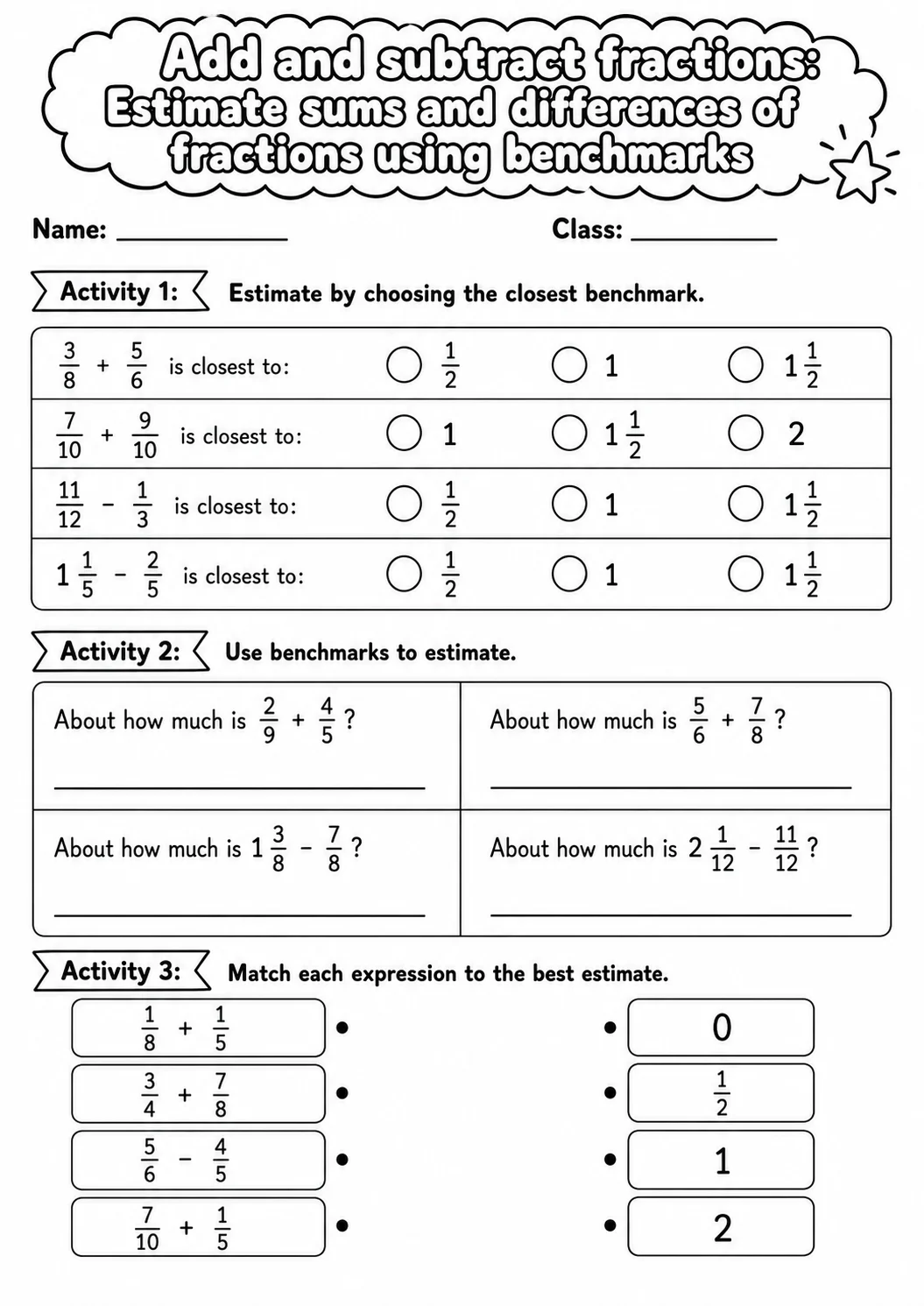 Grade 5 Add And Subtract Fractions Math Worksheet Pack printable worksheet pack preview