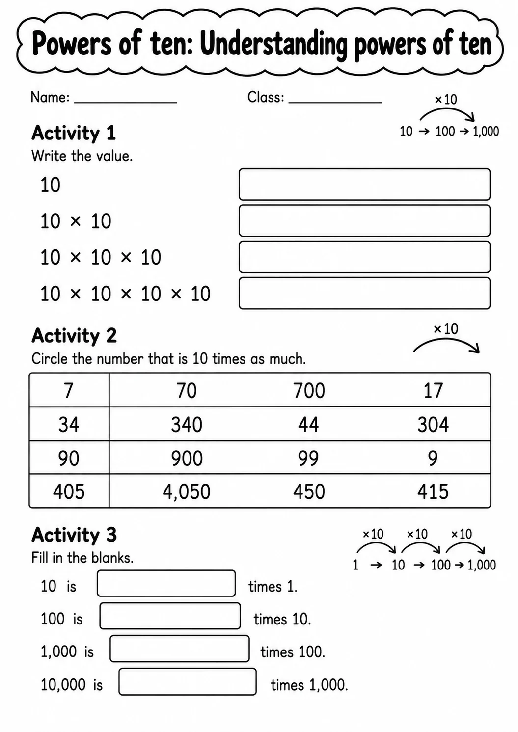 Grade 5 Powers Of Ten Math Worksheet Pack printable worksheet pack preview
