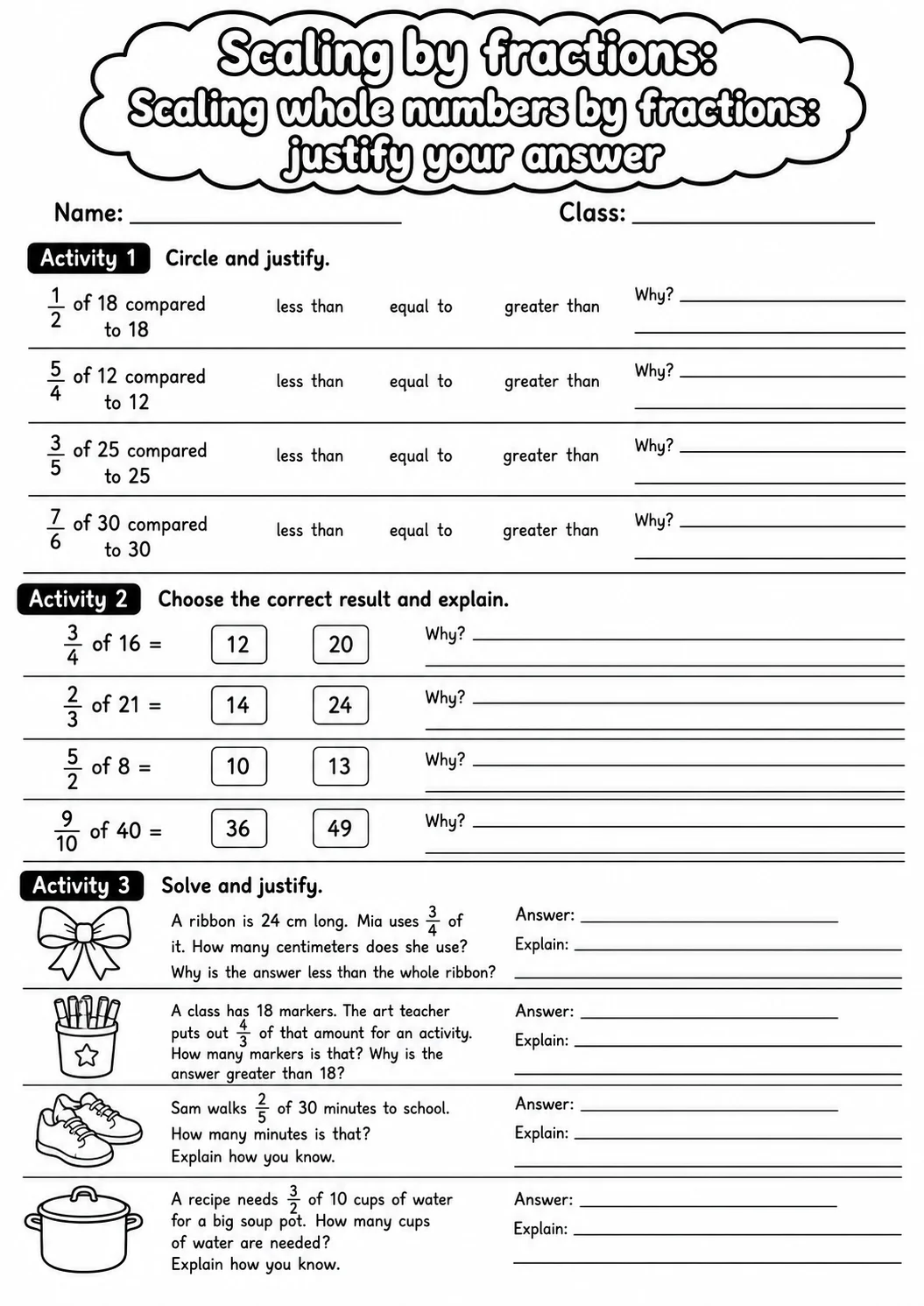 Grade 5 Scaling By Fractions Math Worksheet Pack printable worksheet pack preview