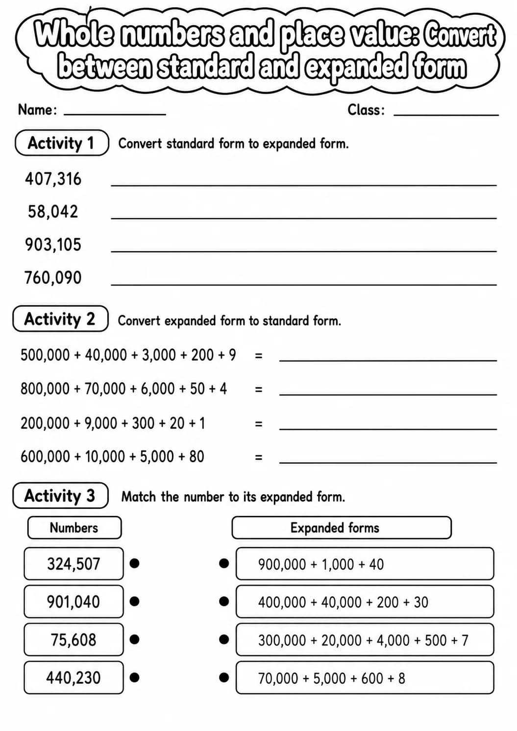 Grade 5 Whole Numbers And Place Value Math Worksheet Pack printable worksheet pack preview