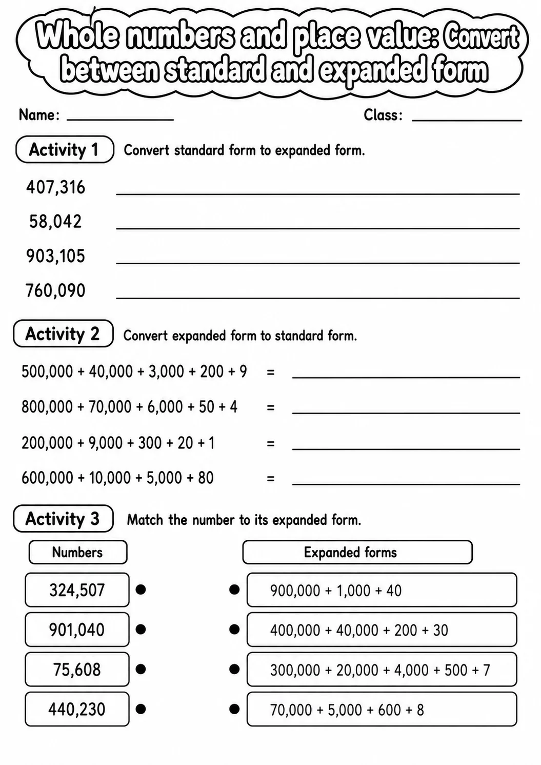 Grade 5 Whole Numbers And Place Value Math Worksheet Pack printable worksheet pack preview
