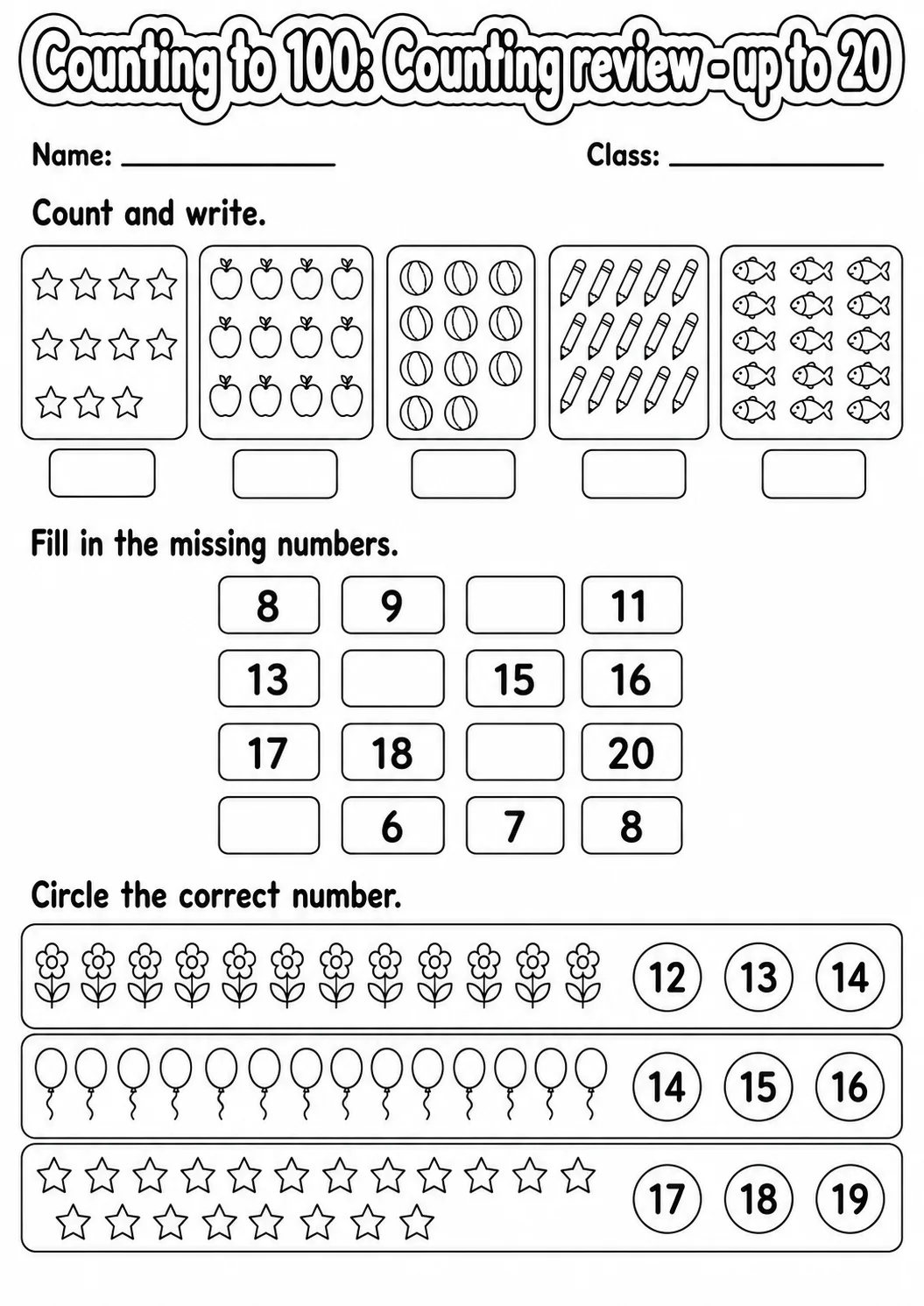 Grade 1 Counting to 100 Math Worksheet Pack page 3 printable worksheet preview