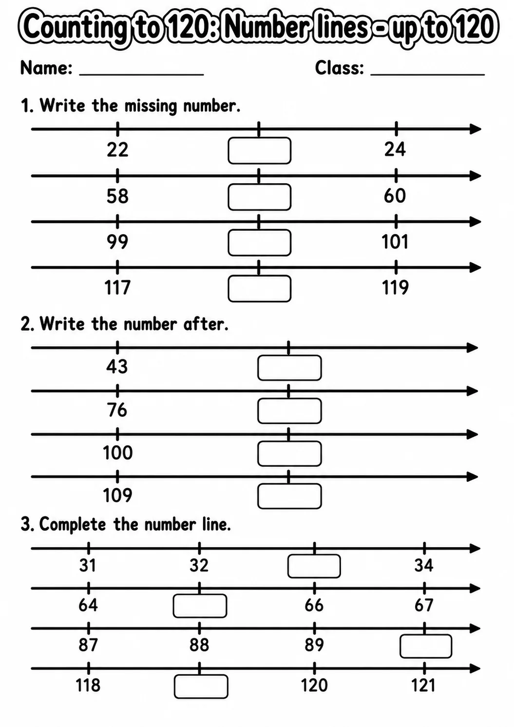 Grade 1 Counting to 120 Math Worksheet Pack page 6 printable worksheet preview