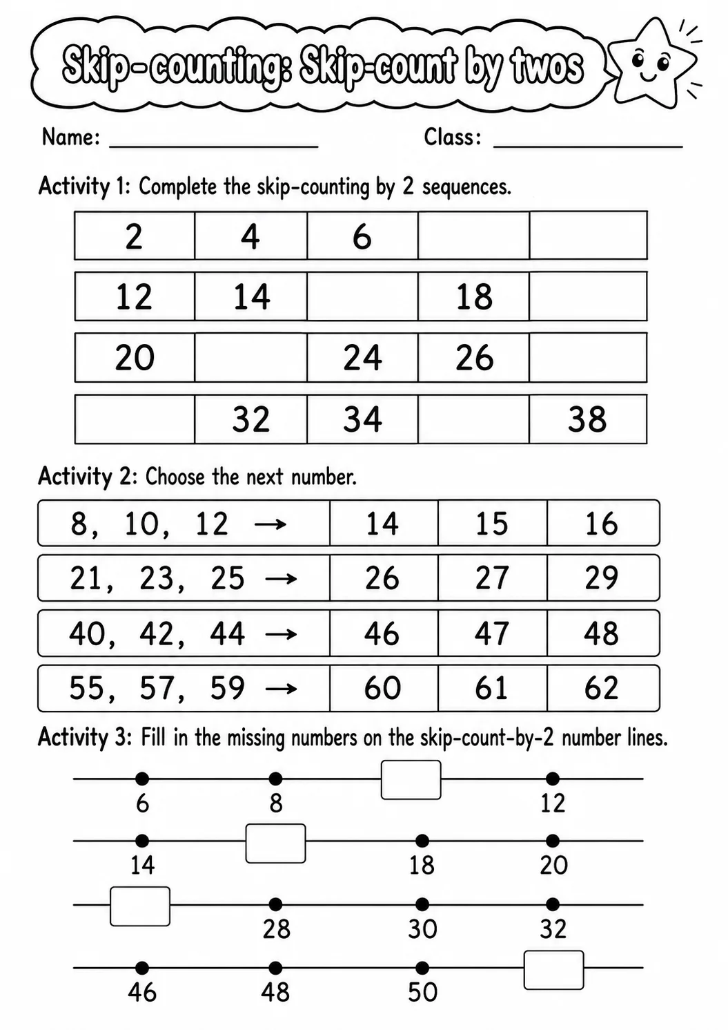 Grade 1 Skip-counting Math Worksheet Pack printable worksheet pack preview