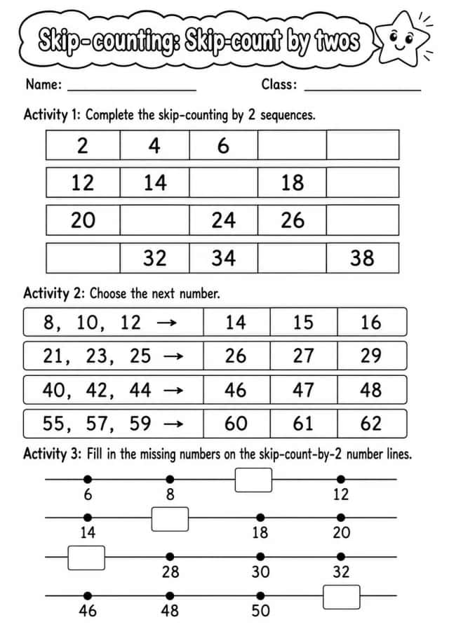Grade 1 Skip-counting Math Worksheet Pack
