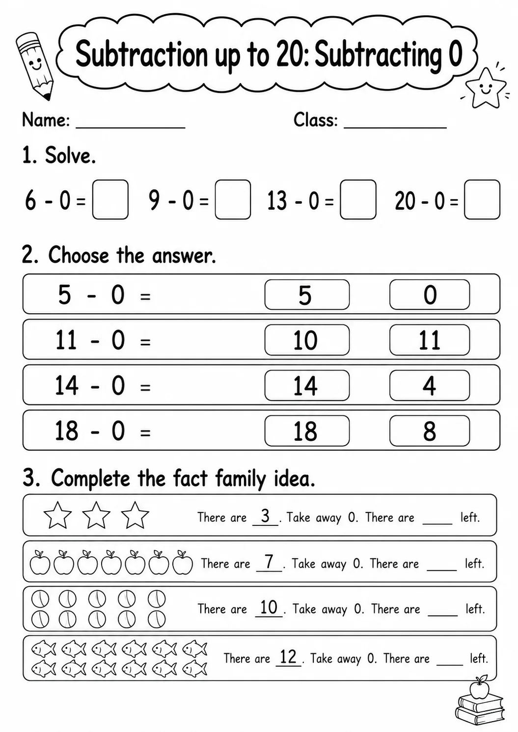 Grade 1 Subtraction up to 20 Math Worksheet Pack page 11 printable worksheet preview