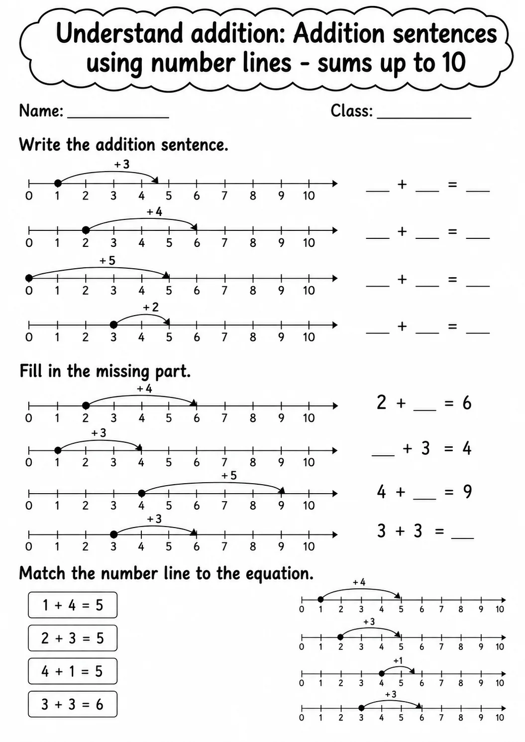 Grade 1 Understand Addition Math Worksheet Pack page 6 printable worksheet preview