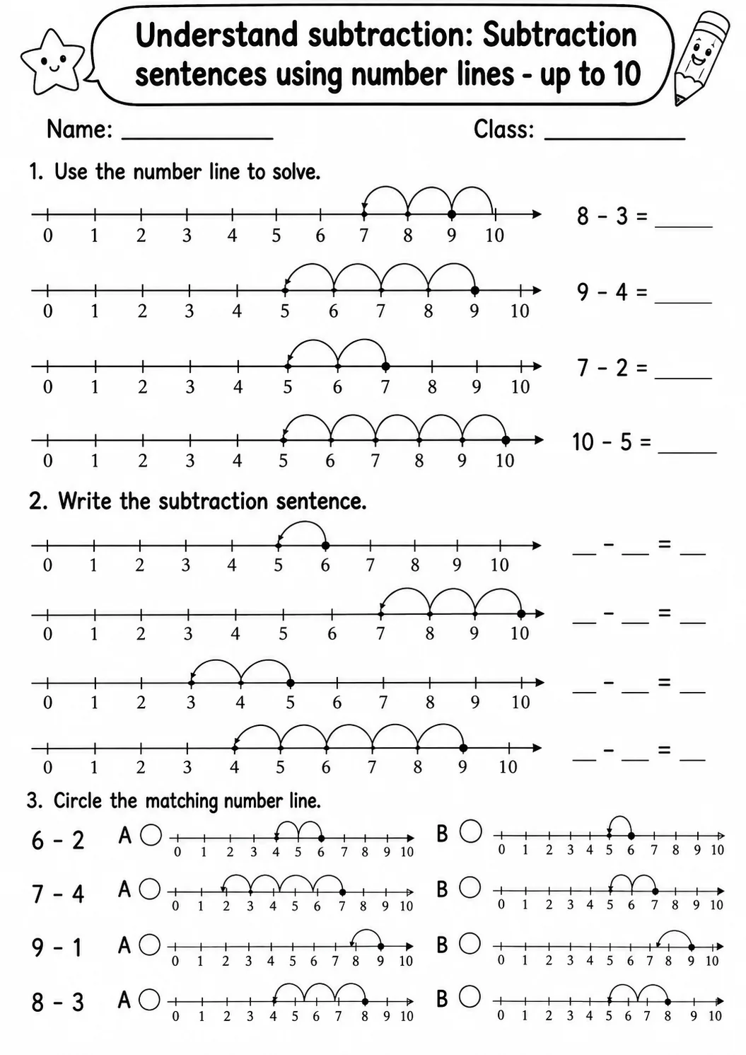 Grade 1 Understand Subtraction Math Worksheet Pack page 7 printable worksheet preview