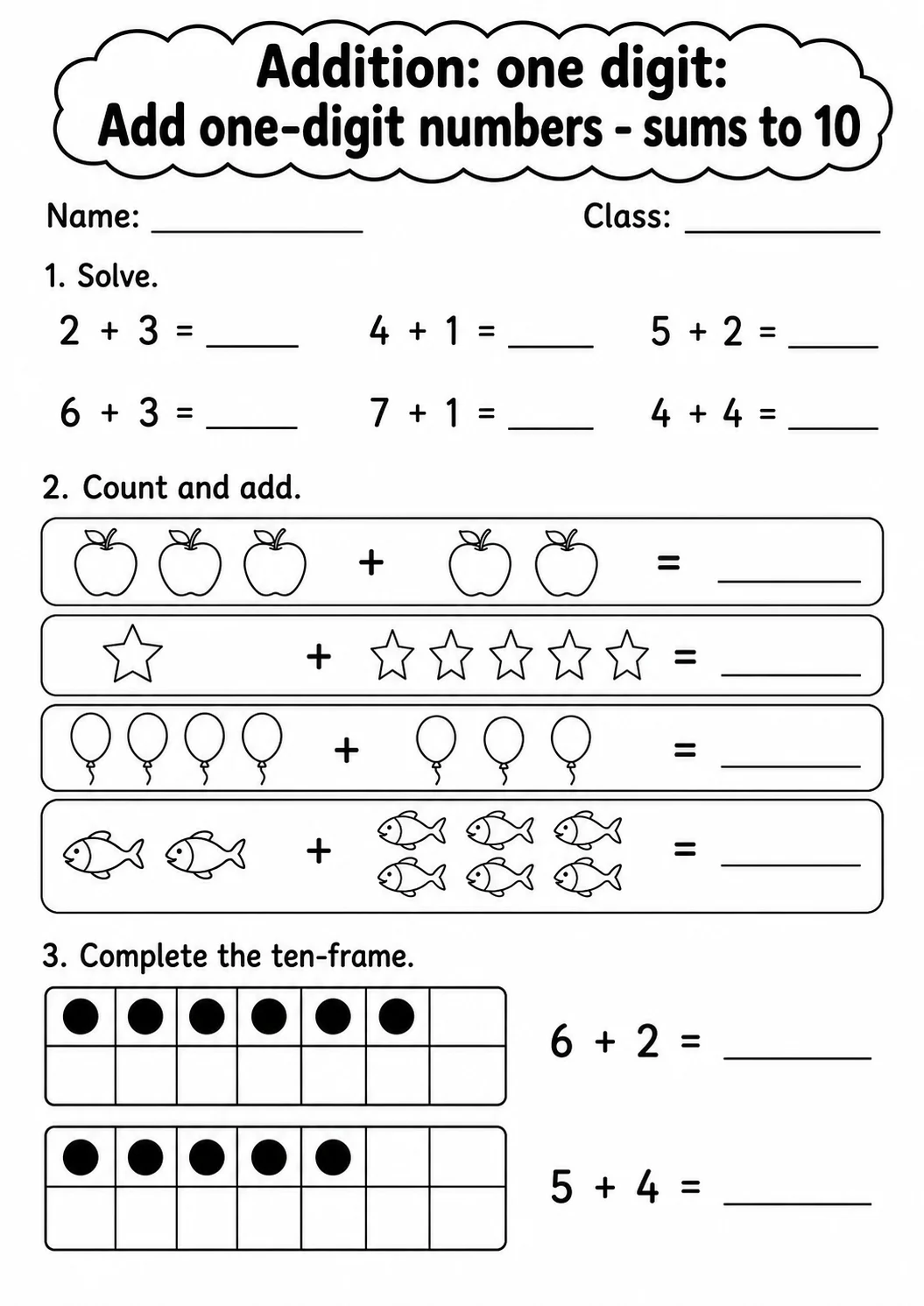 Grade 2 Addition: One Digit Math Worksheet Pack printable worksheet pack preview