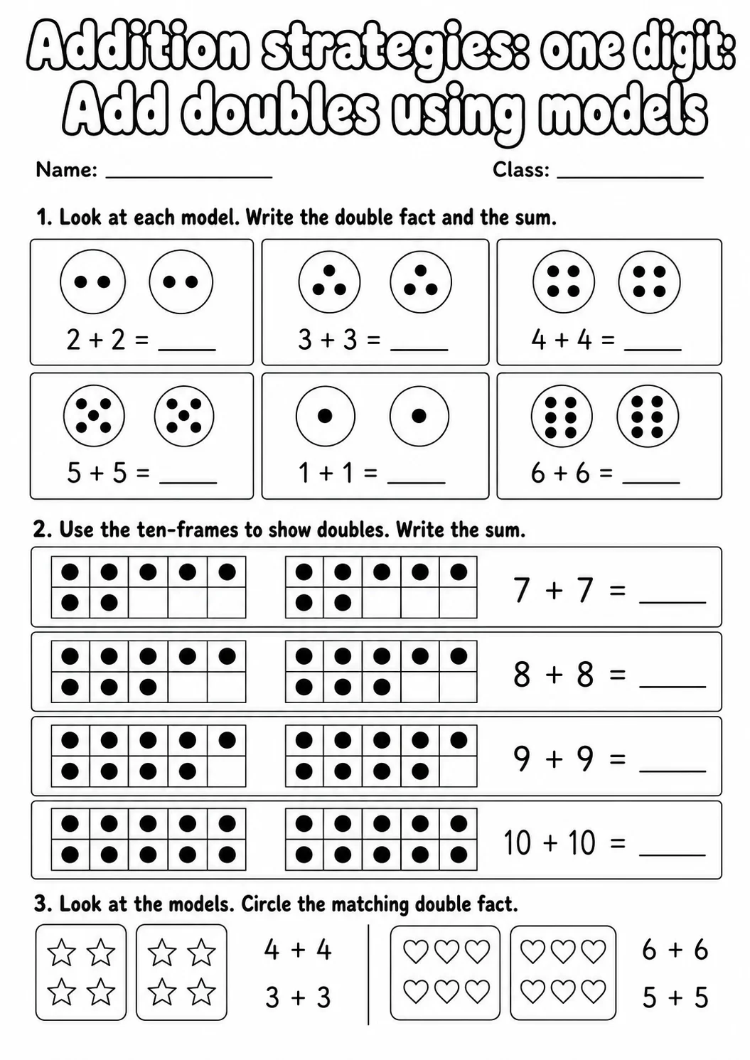 Grade 2 Addition Strategies: One Digit Math Worksheet Pack printable worksheet pack preview