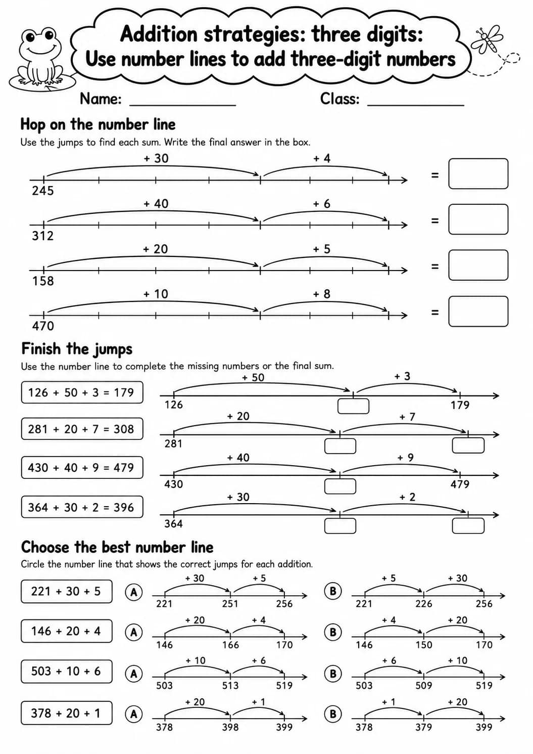 Grade 2 Addition Strategies: Three Digits Math Worksheet Pack printable worksheet pack preview