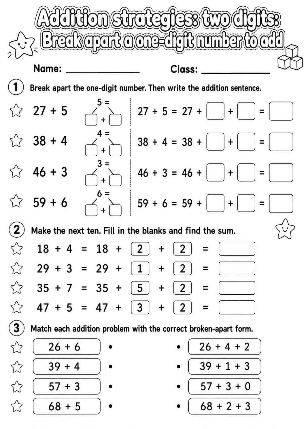 Grade 2 Addition Strategies: Two Digits Math Worksheet Pack printable worksheet pack preview