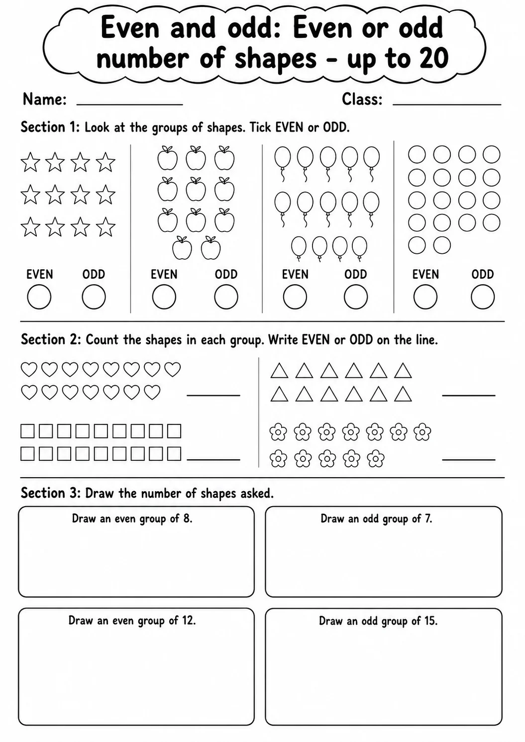 Grade 2 Even And Odd Math Worksheet Pack printable worksheet pack preview