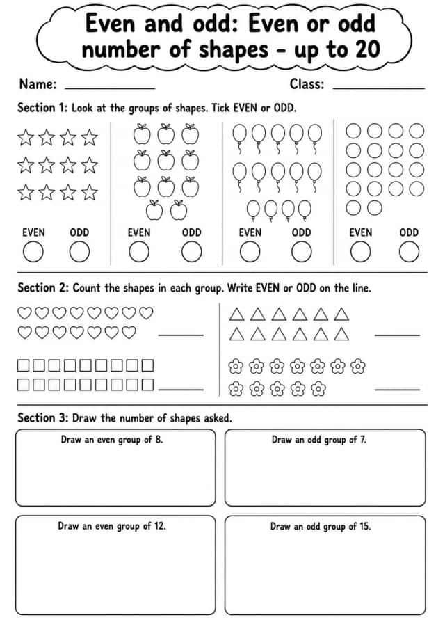 Grade 2 Even And Odd Math Worksheet Pack