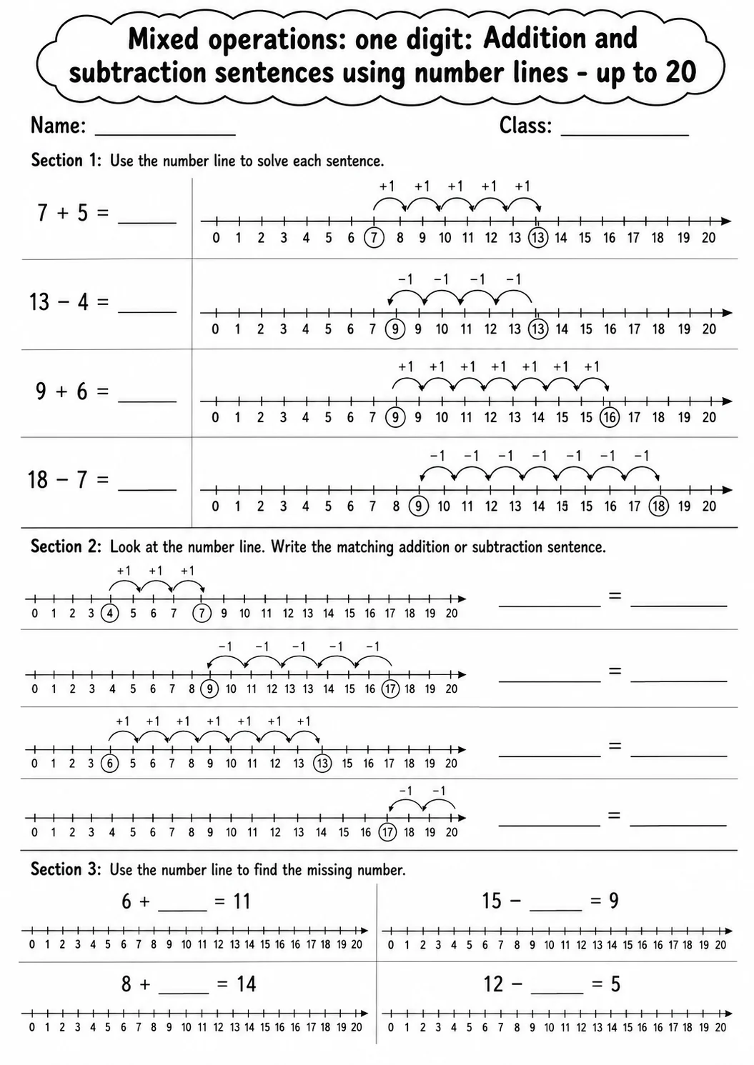 Grade 2 Mixed Operations: One Digit Math Worksheet Pack printable worksheet pack preview