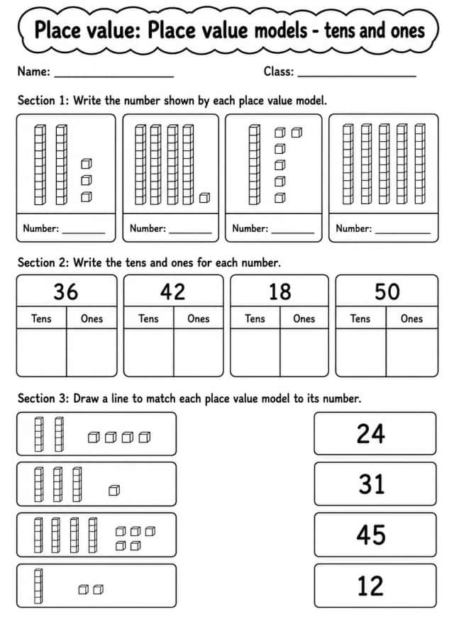 Grade 2 Place Value Math Worksheet Pack