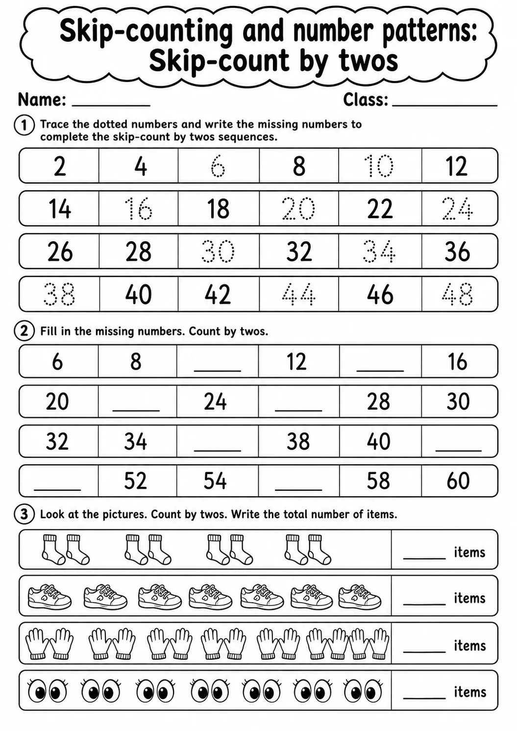 Grade 2 Skip Counting And Number Patterns Math Worksheet Pack printable worksheet pack preview