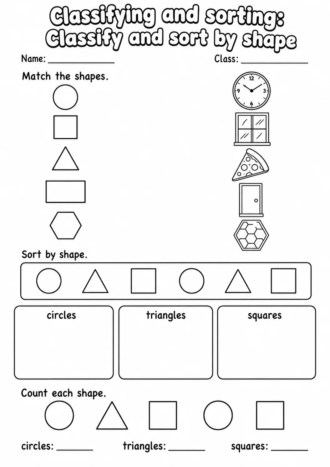 Kindergarten Classifying and Sorting Math Worksheet Pack page 3 printable worksheet preview