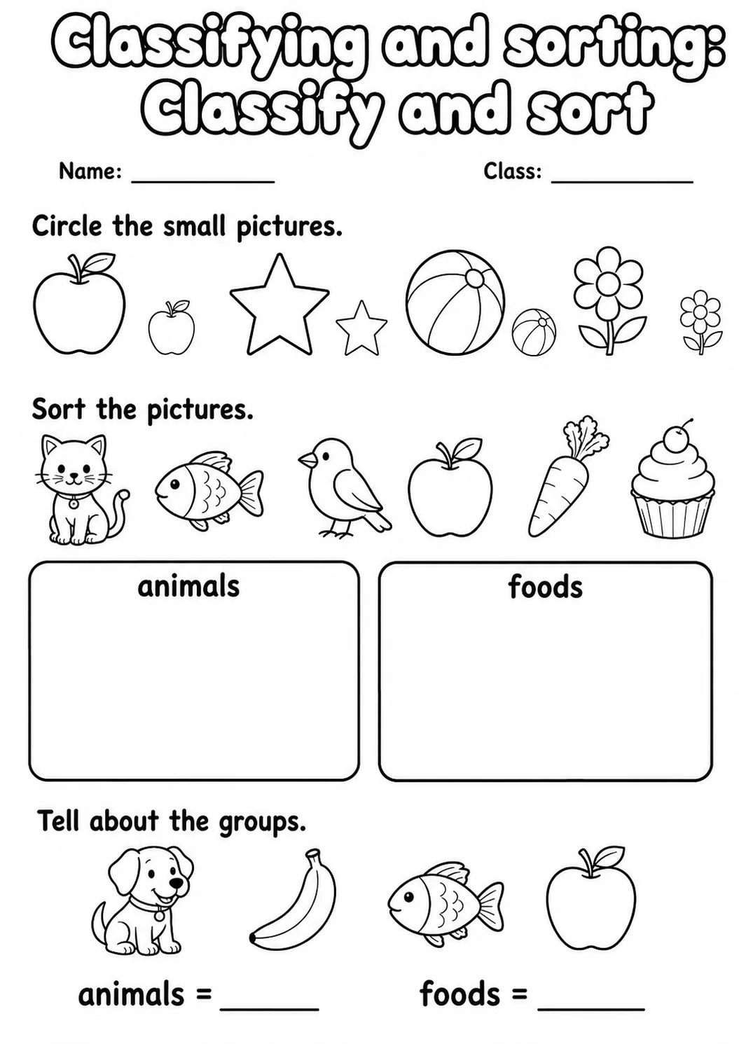 Kindergarten Classifying and Sorting Math Worksheet Pack page 4 printable worksheet preview
